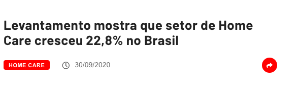 Manchete: Levantamento mostra que setor de Home Care cresceu 22,8% no Brasil.