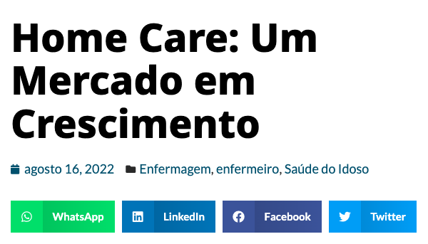 Manchete: Home Care, um mercado em crescimento. Categoria Enfermagem e Saúde do Idoso.